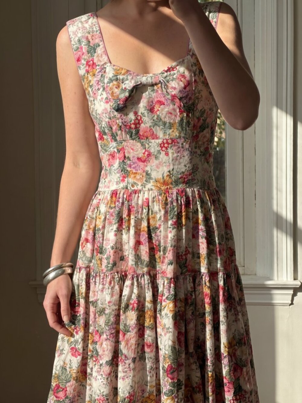 80s lovely fit and flare Rene Derhy floral dress
